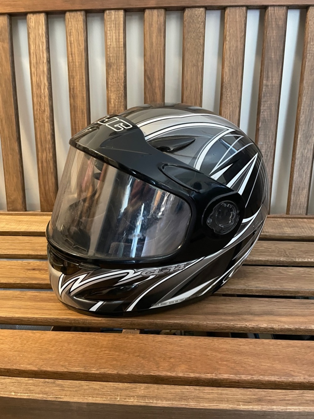 Full-Face HJC Helmet in Black and Silver (Adult S)